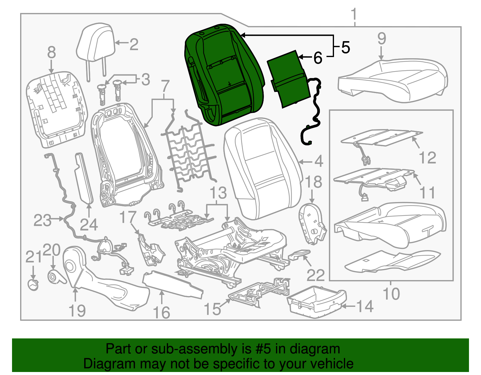 Passenger Side Front Seat Back Pad - GM (95088165)
