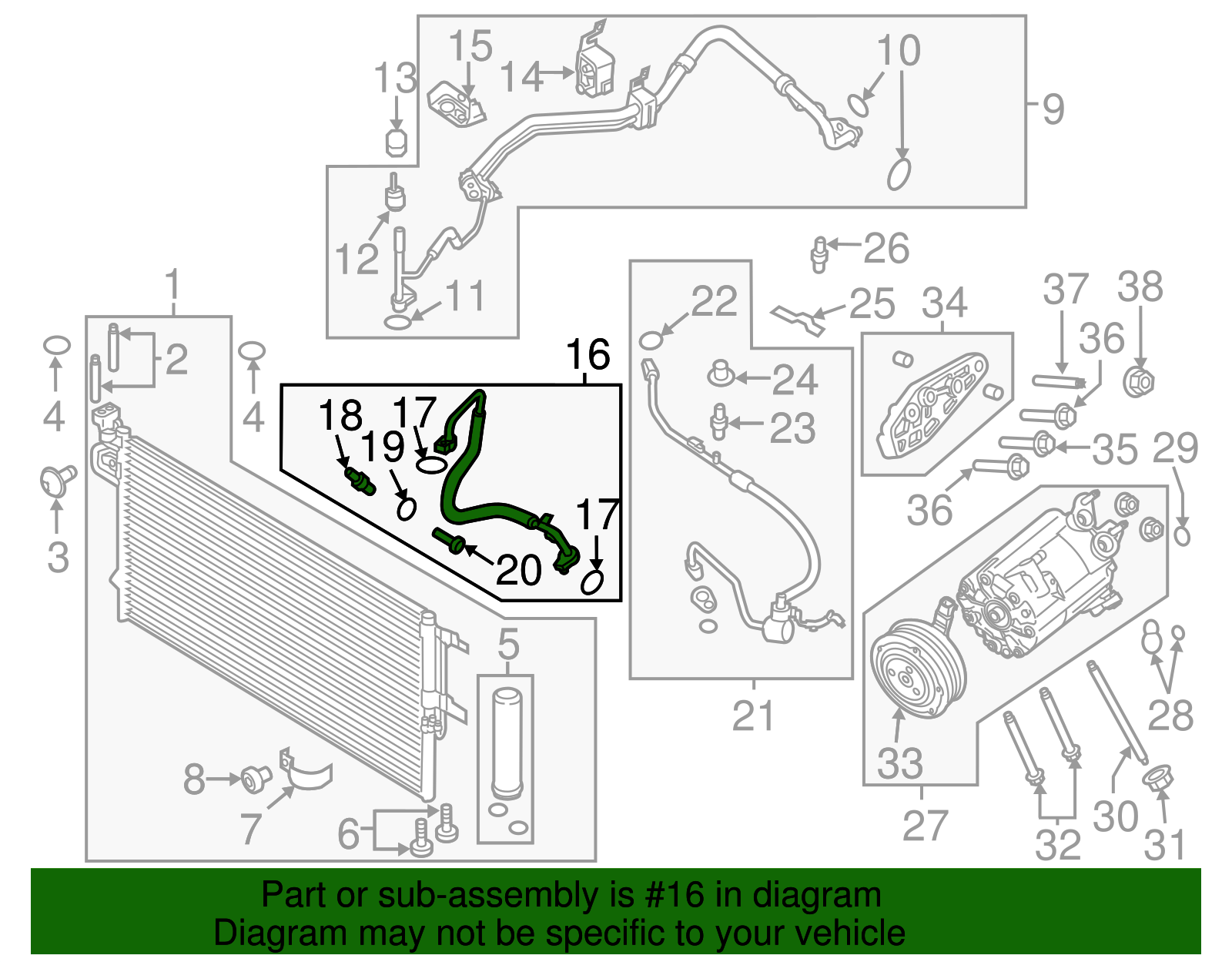 Motorcraft™ A/C Refrigerant Discharge Hose - Ford (YF-38022)