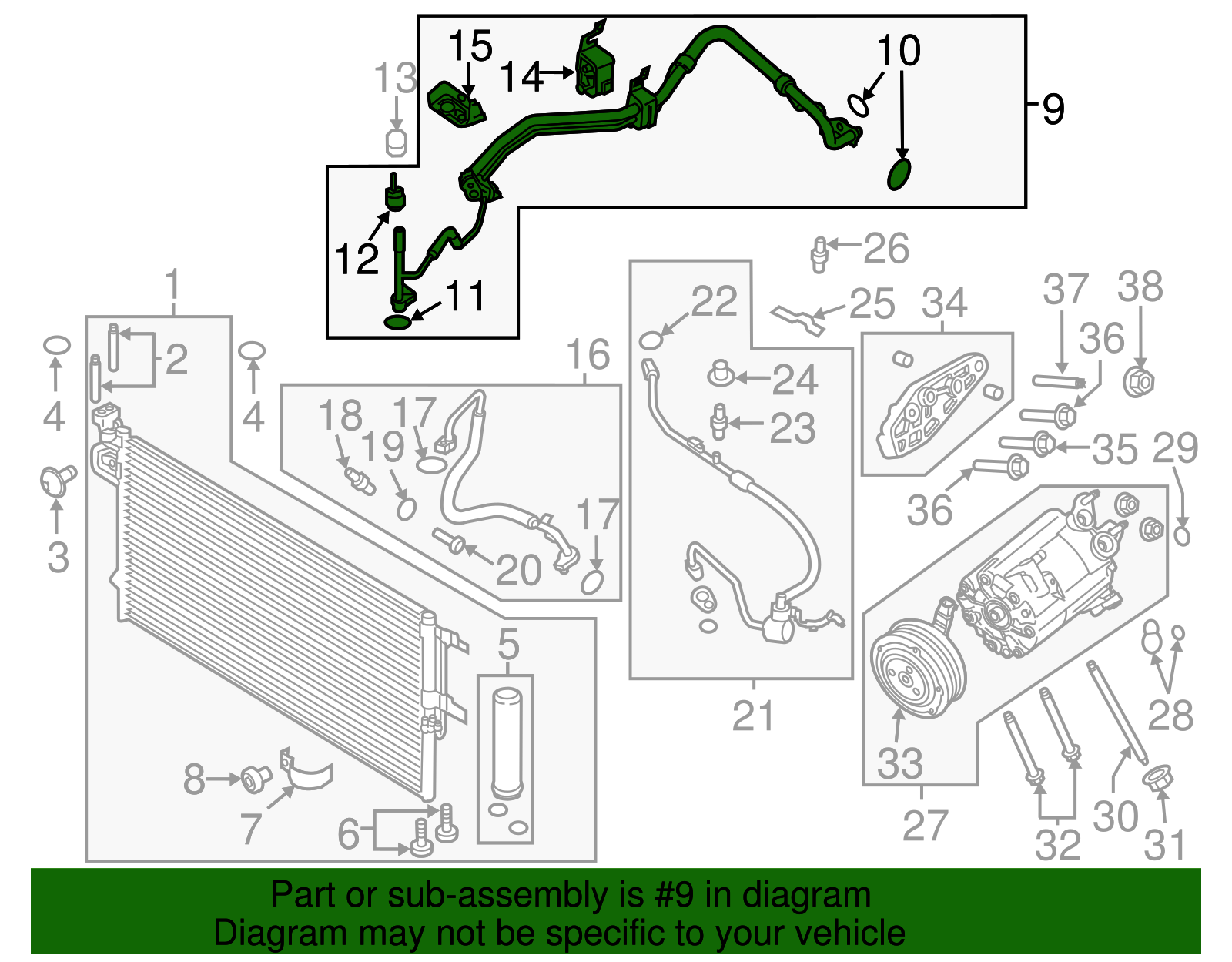 Motorcraft™ A/C Refrigerant Suction Hose - Ford (YF-37632)