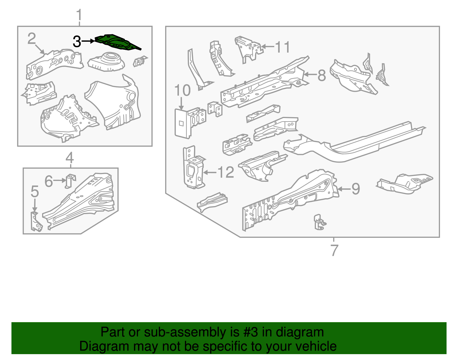 Driver Side Upper Dash Extension Panel Reinforcement - GM (96901499)