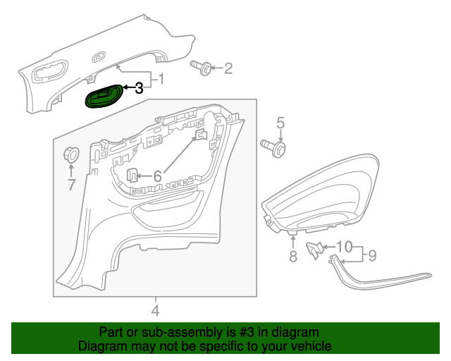 20162017 Buick Cascada Jet Black Driver Seat Belt Bezel 13389482