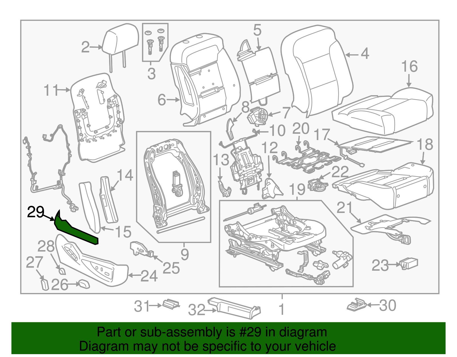 Choccachino Passenger Seat Adjuster Finish Cover - Cadillac (84147834)