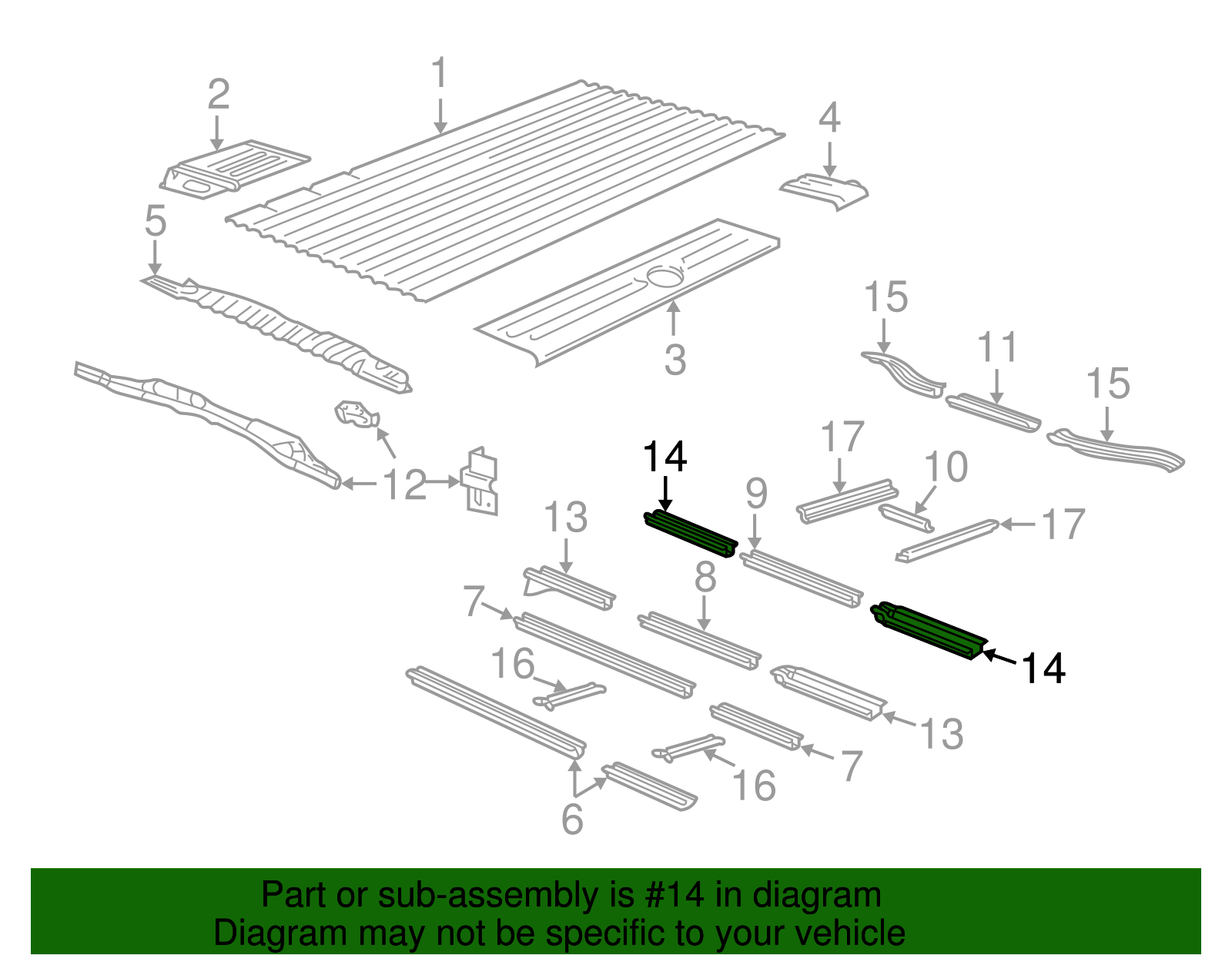 Passenger Side Underbody Side Rail Outrigger - GM (88944086)