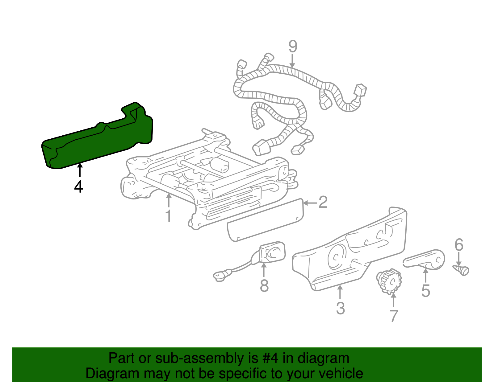 Panel Assembly, D/Seat Cushion Inner Fin           *Ebony - GM (88894905)