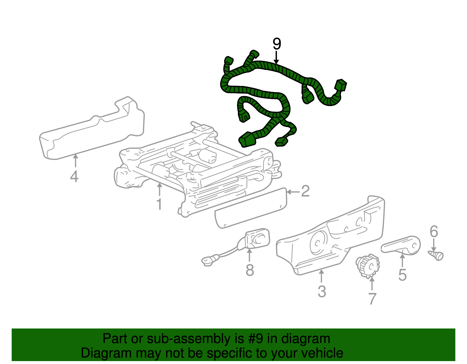 Passenger Seat Adjuster Wiring Harness - GM (88894980)