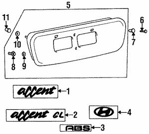 8631922000KR - Body: Nameplate for Hyundai: Accent Image