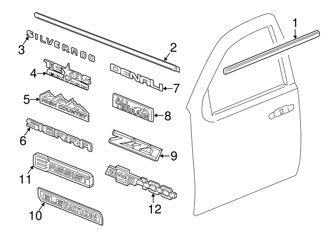 Genuine GM Body Side Molding 22775450