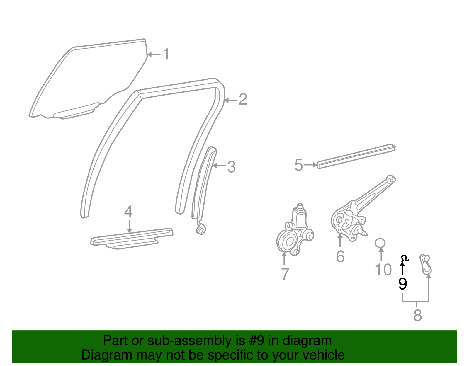 Clip, Front S/D Wdo Reg Hdl - GM (95005094)