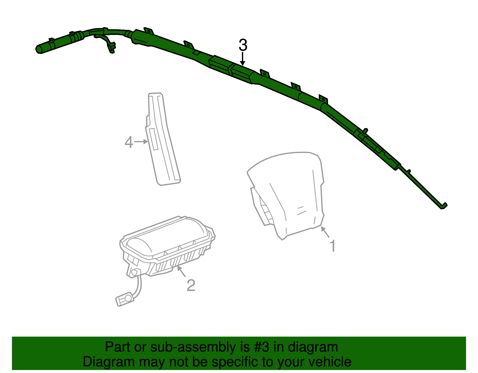 Passenger Side Roof Rail Airbag - GM (84402584)