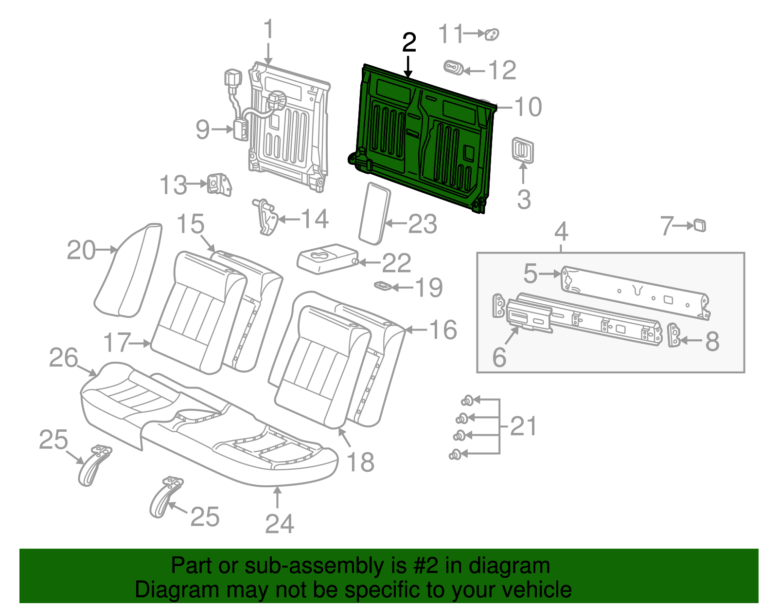 Panel Assembly, R/Seat Black Cushion - GM (90585089)