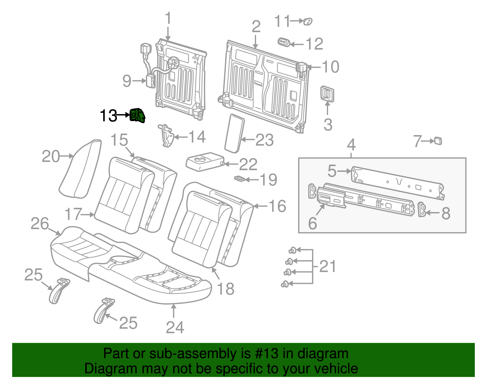 Hinge Assembly, R/Seat Black Cushion - GM (90585123)