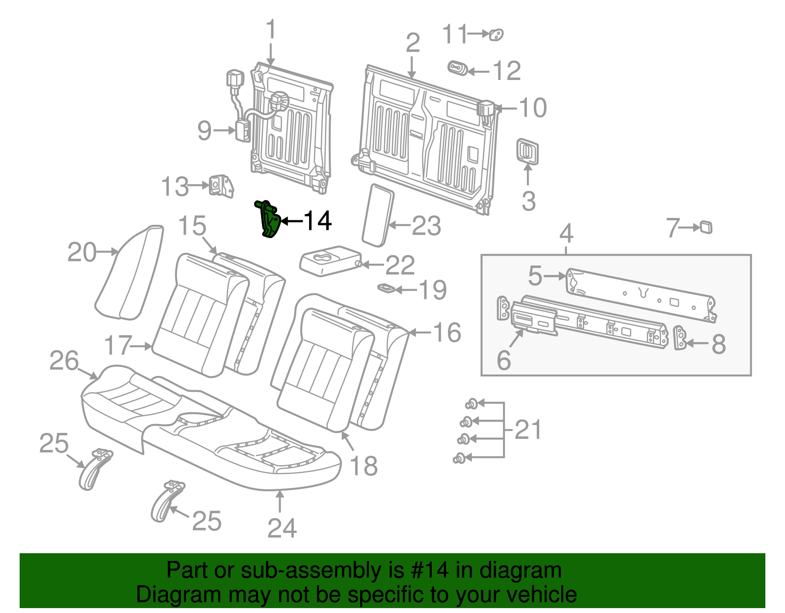 Support, R/Seat Black Cushion Piv - GM (09227584)