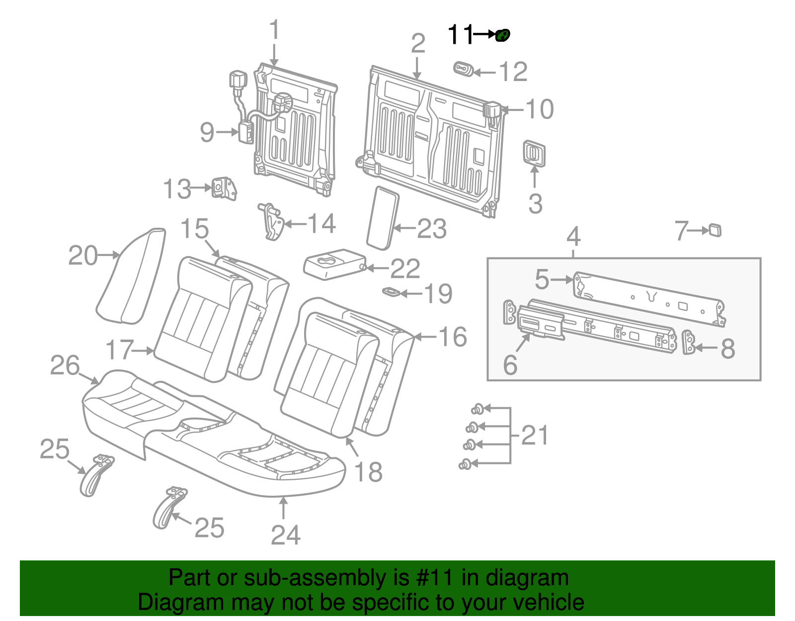Striker Assembly, R/Seat Black Cushion Lat - GM (90585159)