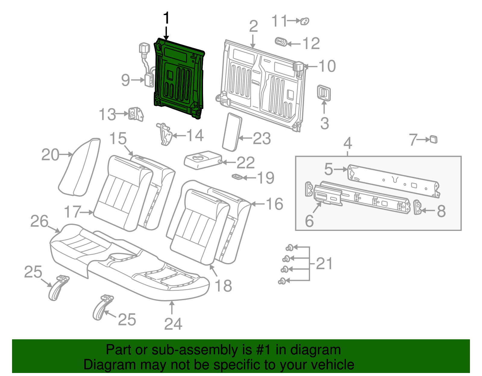 Panel Assembly, R/Seat Black Cushion - GM (90585090)