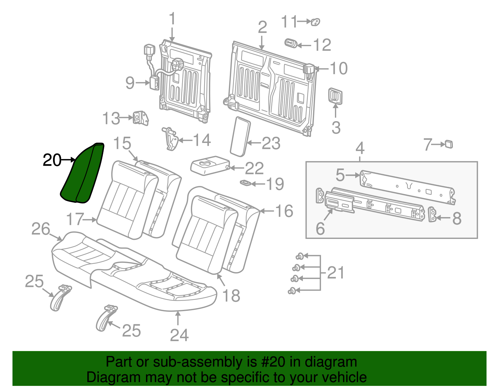 Cushion Assembly, R/Seat Black Side *Md Dark.Pewter - GM (90594122)