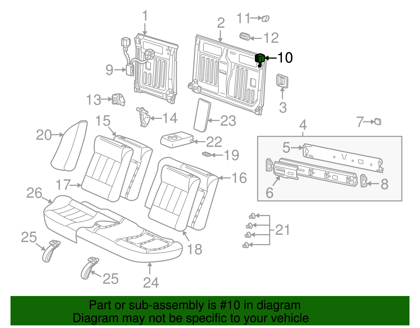 Lock Assembly, R/Seat Black Cushion                 *Md Dark.Pewter - GM (90595821)