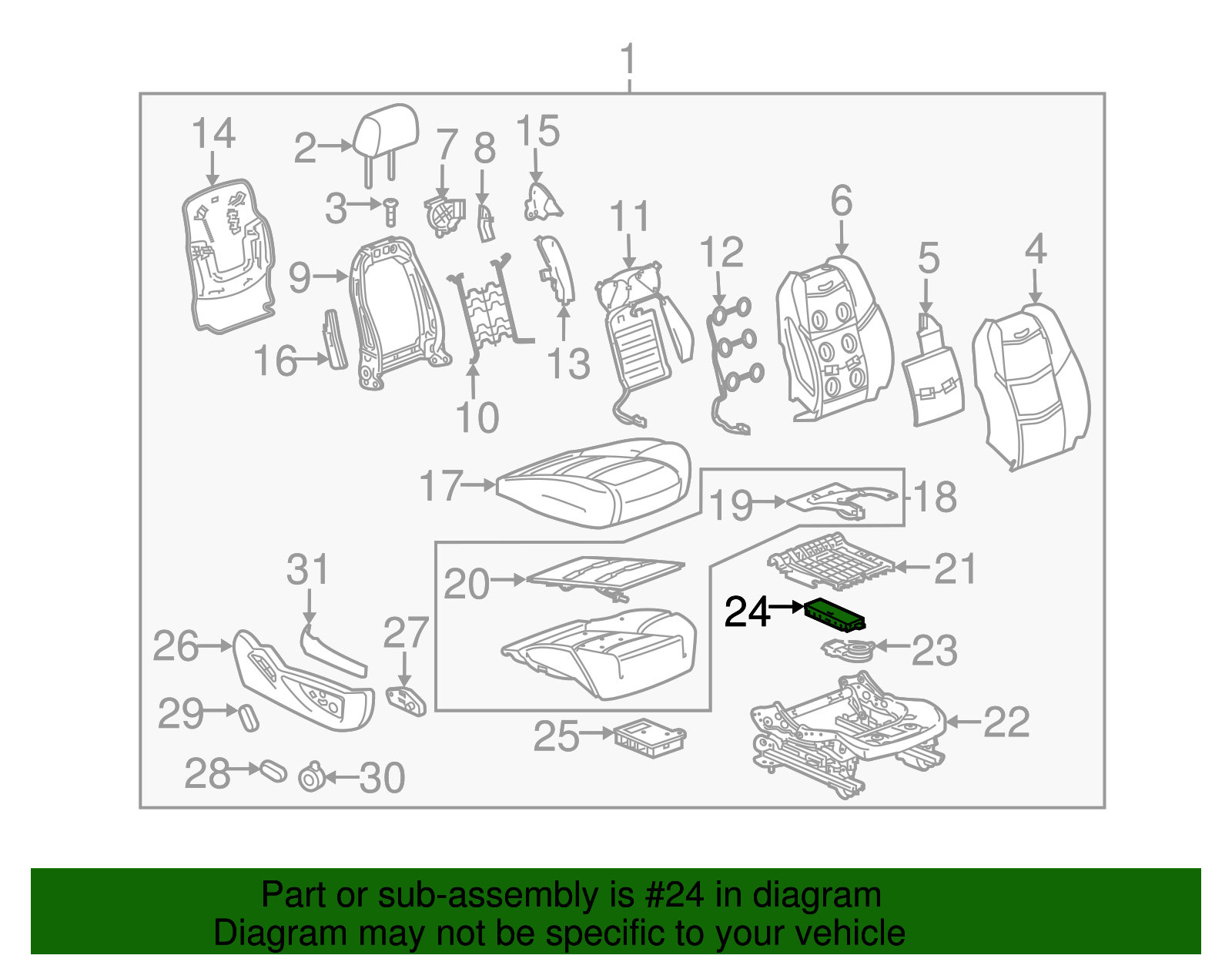 Front Passenger Side Bolster Memory Module - Cadillac (84109508)