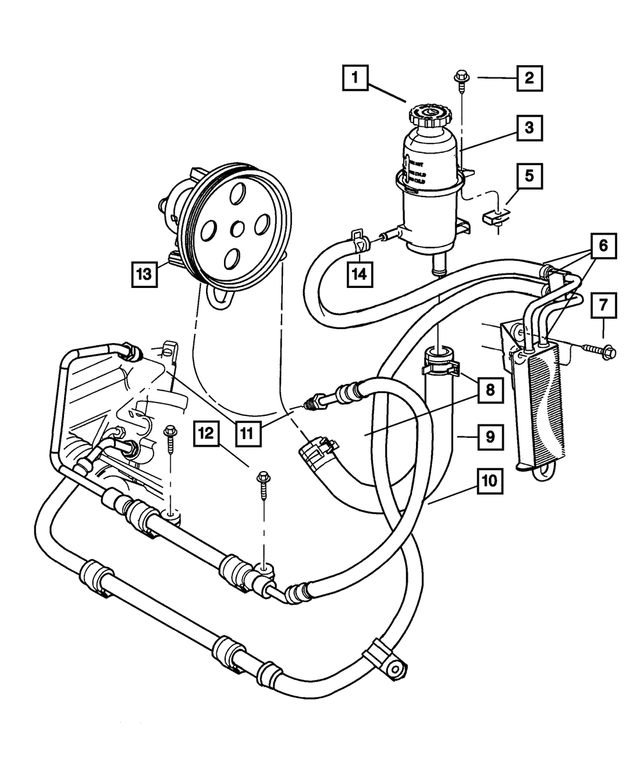 20022005 Jeep Liberty Power Steering Reservoir Hose, Reservoir To Pump