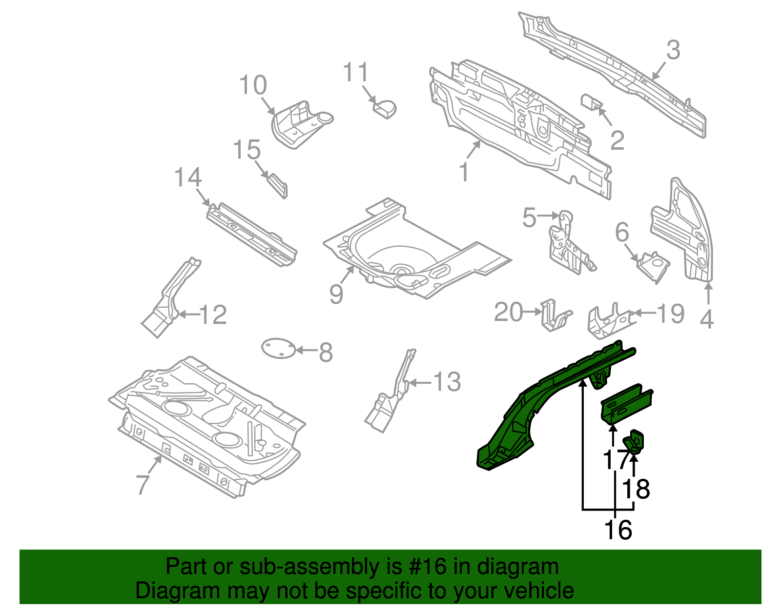 Floor Side Rail - Volkswagen (8L0-803-501-A)
