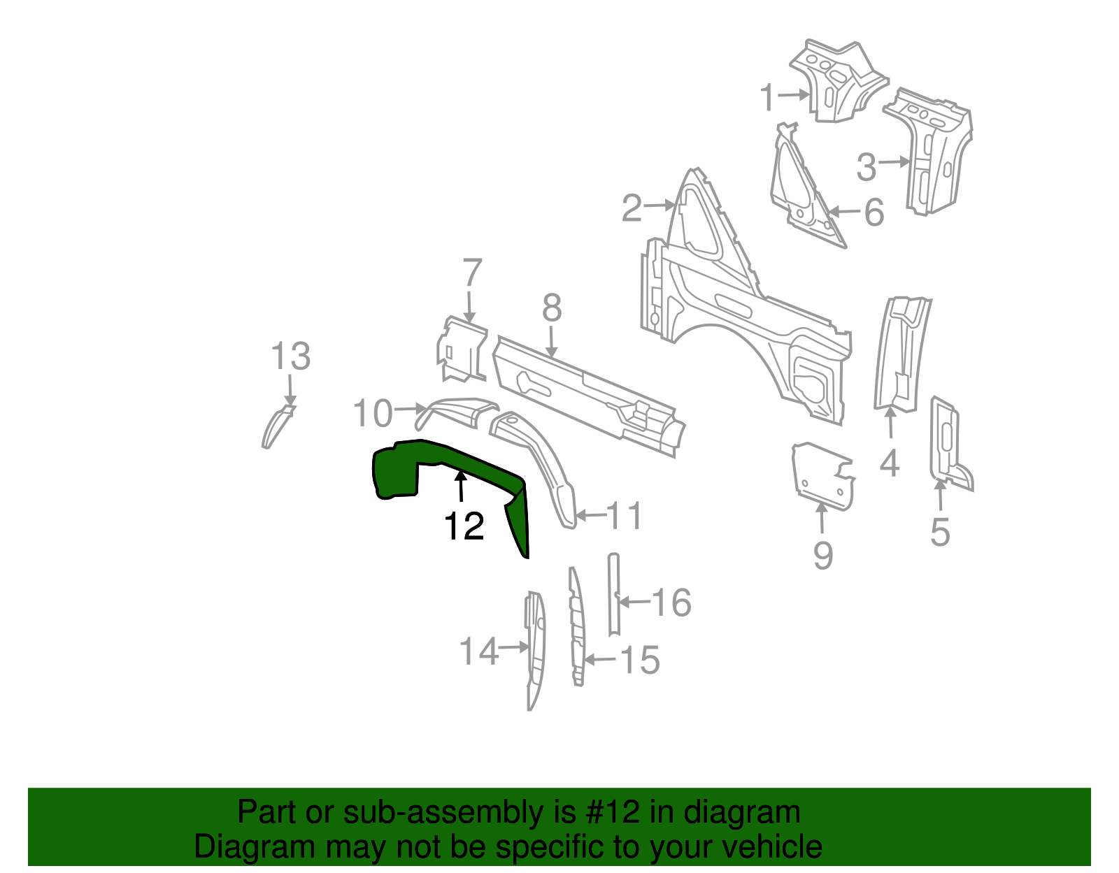 Extension Assembly-Rear W/H Inner Panel - GM (93439833)