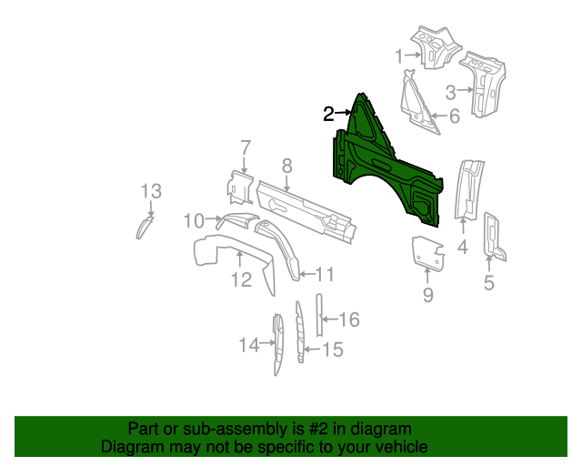 20022006 GM Inner Quarter Panel 93439791 QuirkParts