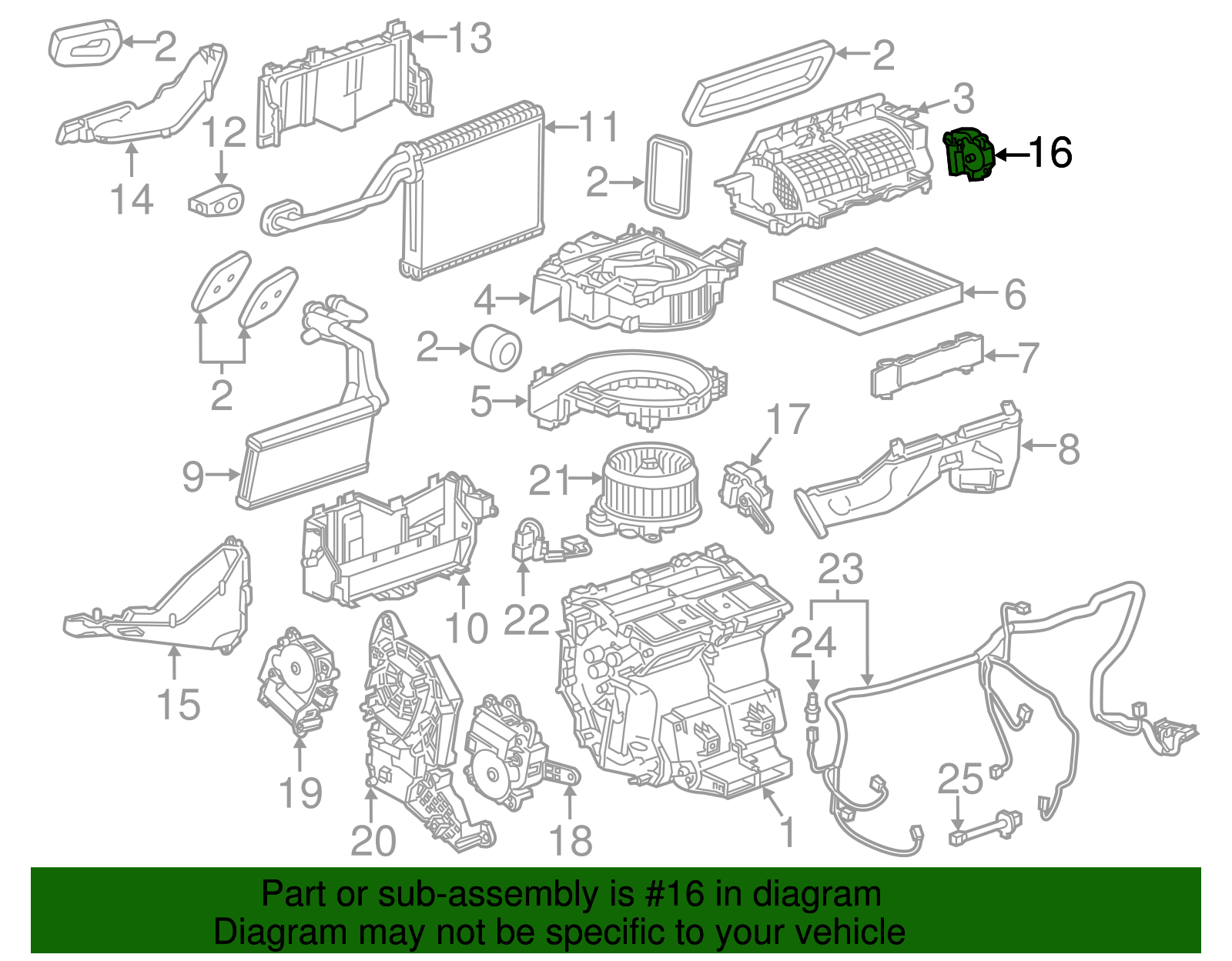 Heating and Air Conditioning Mode Valve Actuator Motor - Buick (25770696)
