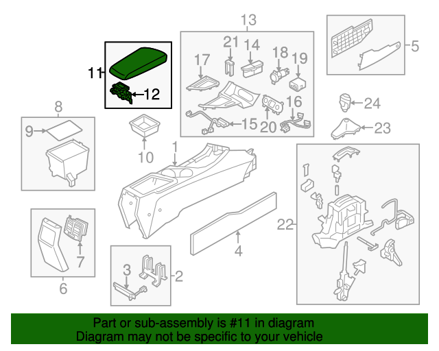 20112016 Kia Optima Console Lid 846602T110VA Kia Automotive Parts