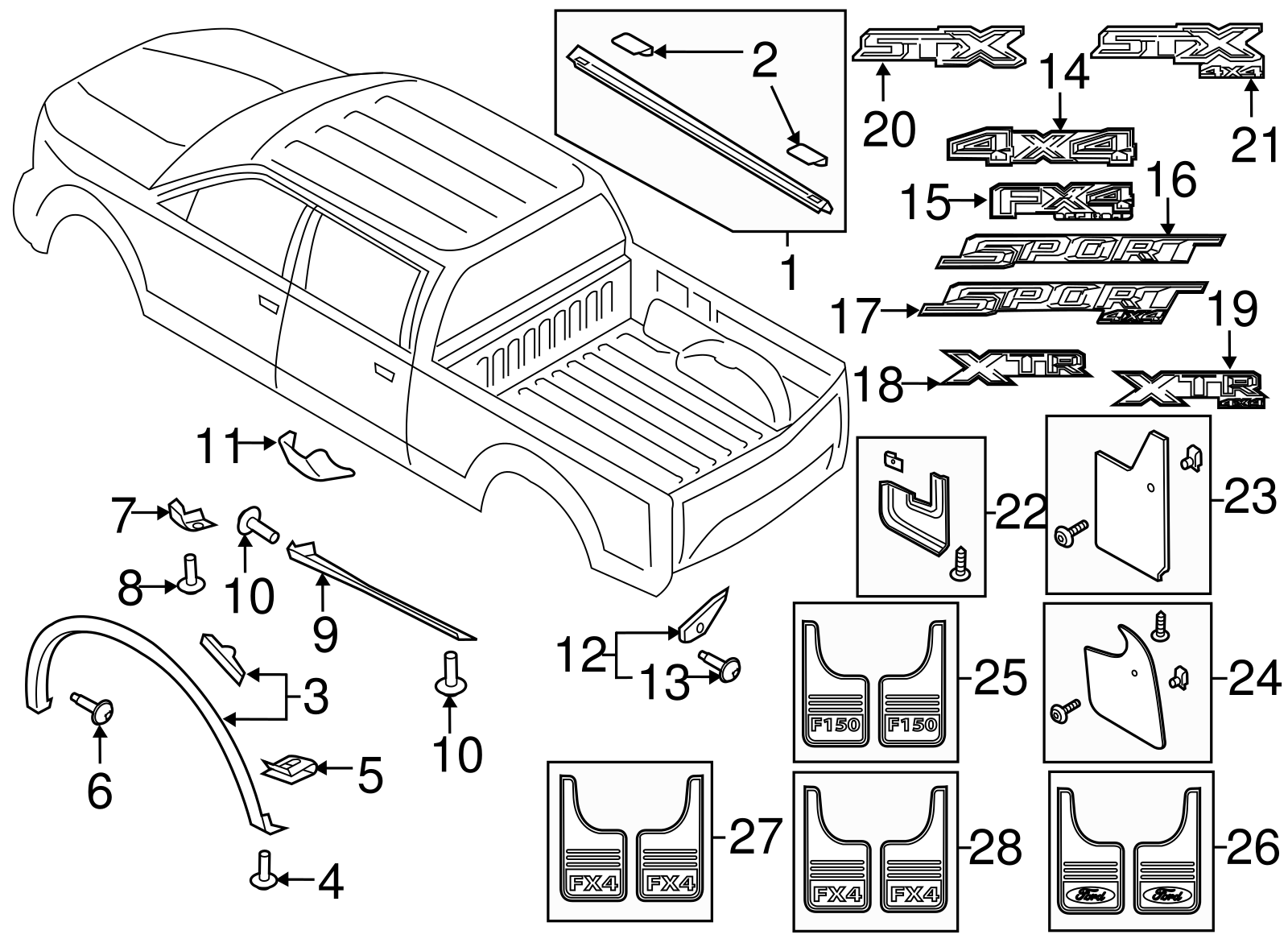 OEM Right Or Left 15-18 Ford F-150 "SPORT 4X4" Name Plate Decal