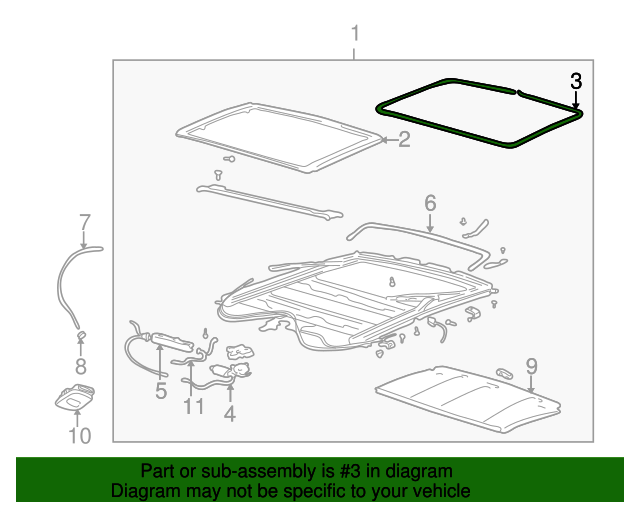 19972009 GM Sunroof Glass Weatherstrip 25917746