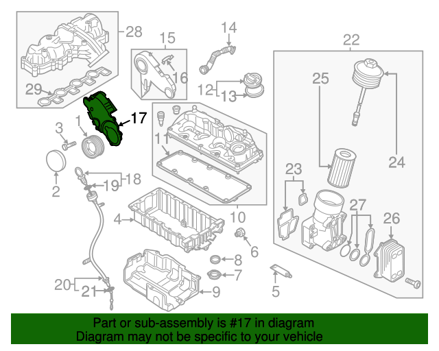 20122014 Volkswagen Passat Lower Timing Cover 03L109147D QuirkParts