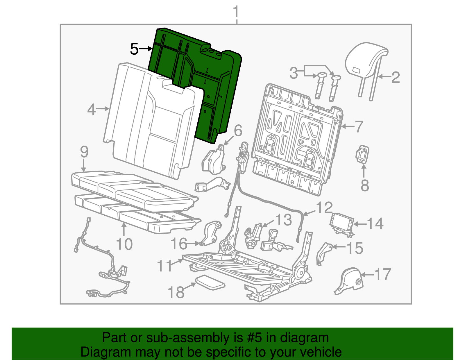 Driver Side 3rd Row Seat Back Pad - GM (84089428)