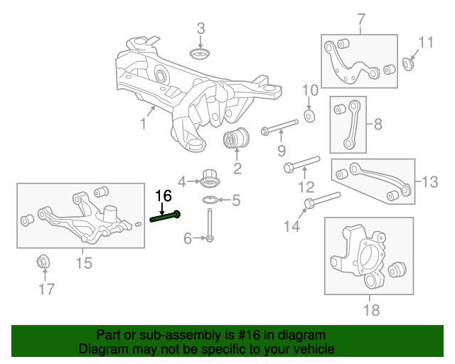 20072017 GM Lower Control Arm Bolt 11561849 QuirkParts