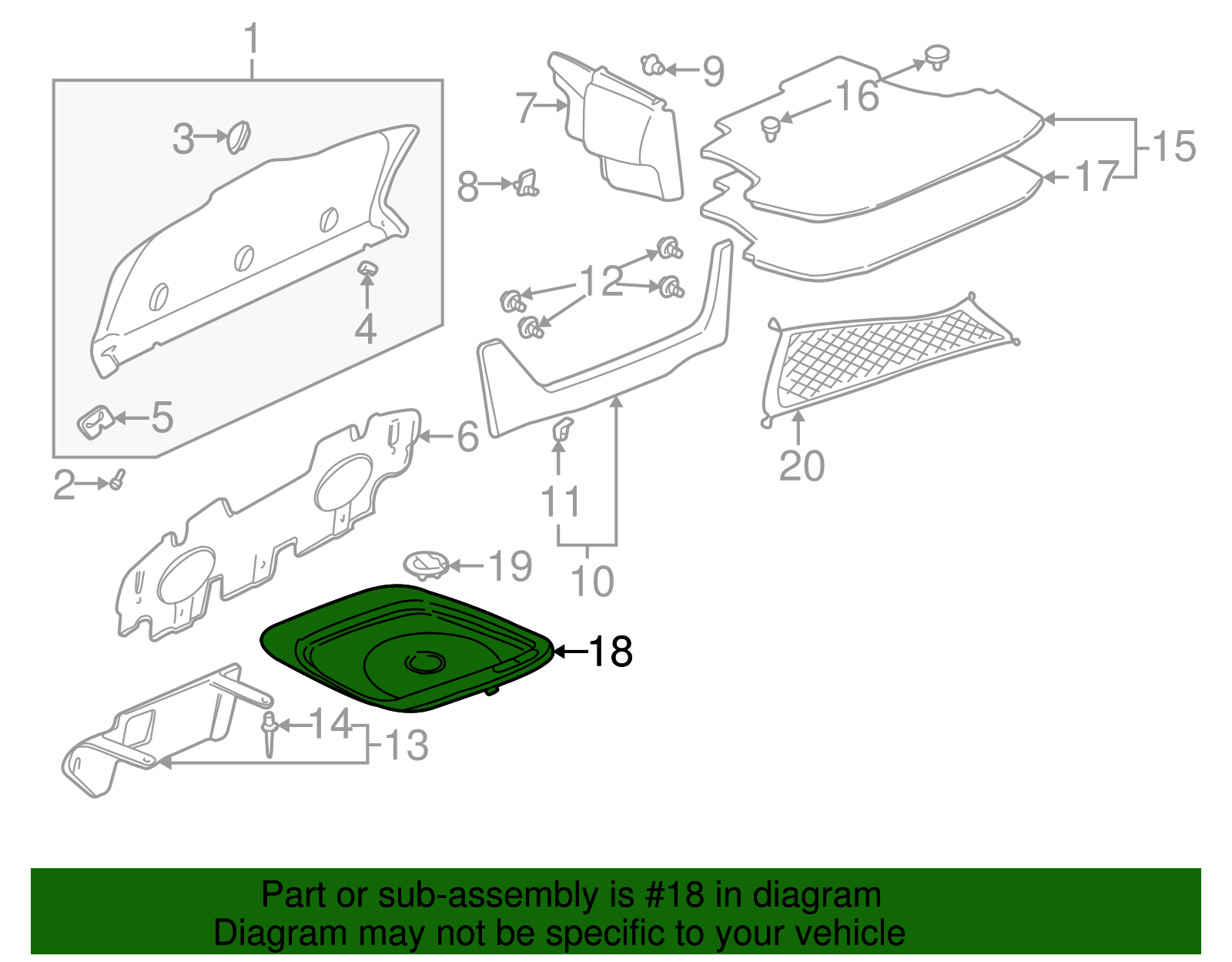 Rear Compartment Spare Wheel Stowage Cover - GM (25697653)