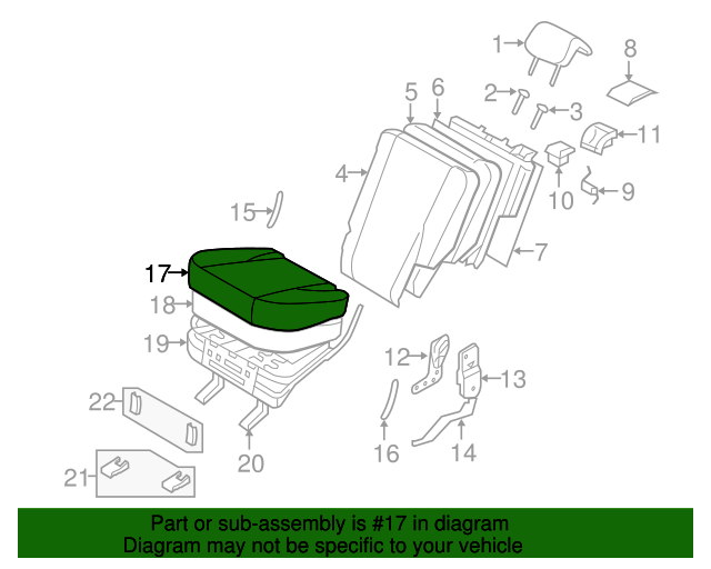 Right Genuine Hyundai 89200-2E000-J9A Seat Cushion Assembly Rear Right Genuine Hyundai 89200-2E000-J9A Seat Cushion Assembly Rear