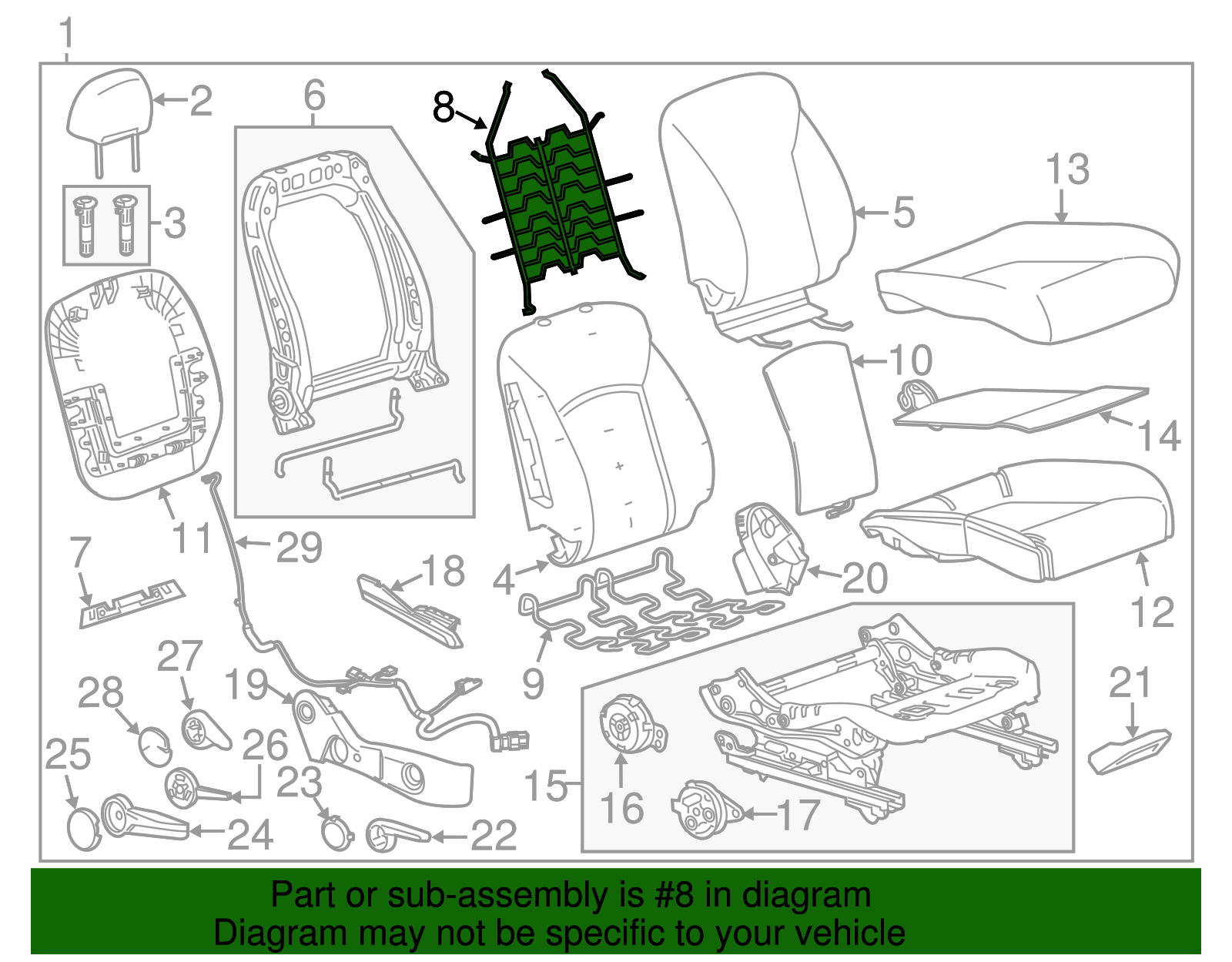 Front Seat Back Pad Wire Support Spring - GM (95970364)