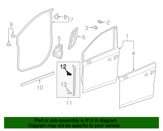 91531THRA01 Clip, Door Seal 20182021 Honda Odyssey Honda Parts