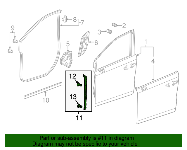 20182024 Honda Odyssey Front WeatherStrip 72336THRA01 Honda Parts Hub