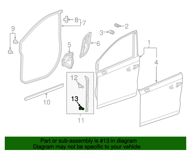 2018-2024 Honda Odyssey Front Weather-Strip Lower Clip 91535-THR-A01 ...