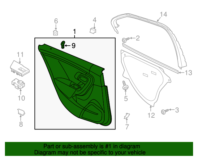 Genuine Door Trim Panel for 20102011 Saab 95 Part 13314263 Over