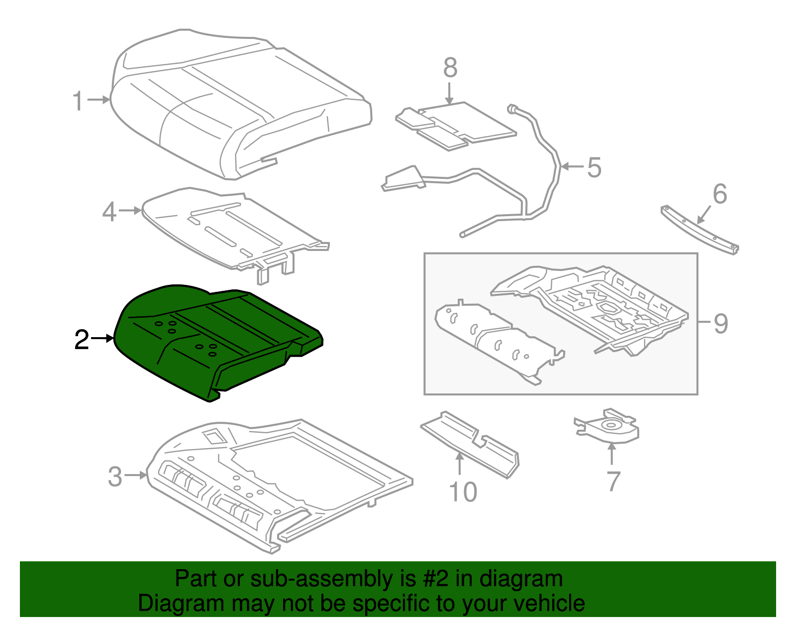 Seat Cushion Pad - Ford (GD9Z-54632A23-F)