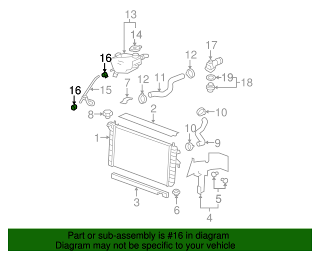 20062008 Buick Lucerne Engine Coolant Reservoir Vent Hose Clamp