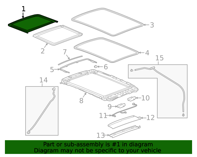 20102023 GM Sunroof Window 84501217 GM