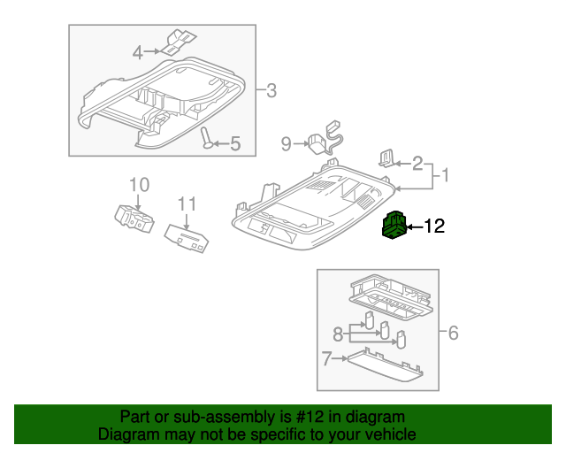 20142019 GM Jet Black Sunroof Tilt Position Switch 22894231 GM