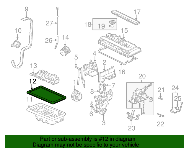 19902001 Acura Integra Gasket, Oil Pan 11251P30004 OEMAcuraPart