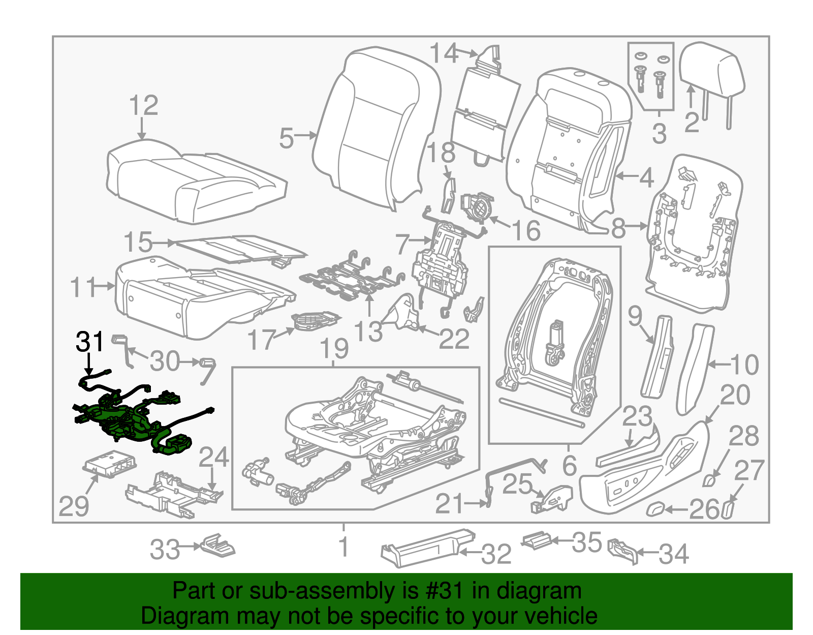 Driver Seat Cushion Wiring Harness - GM (84441157)