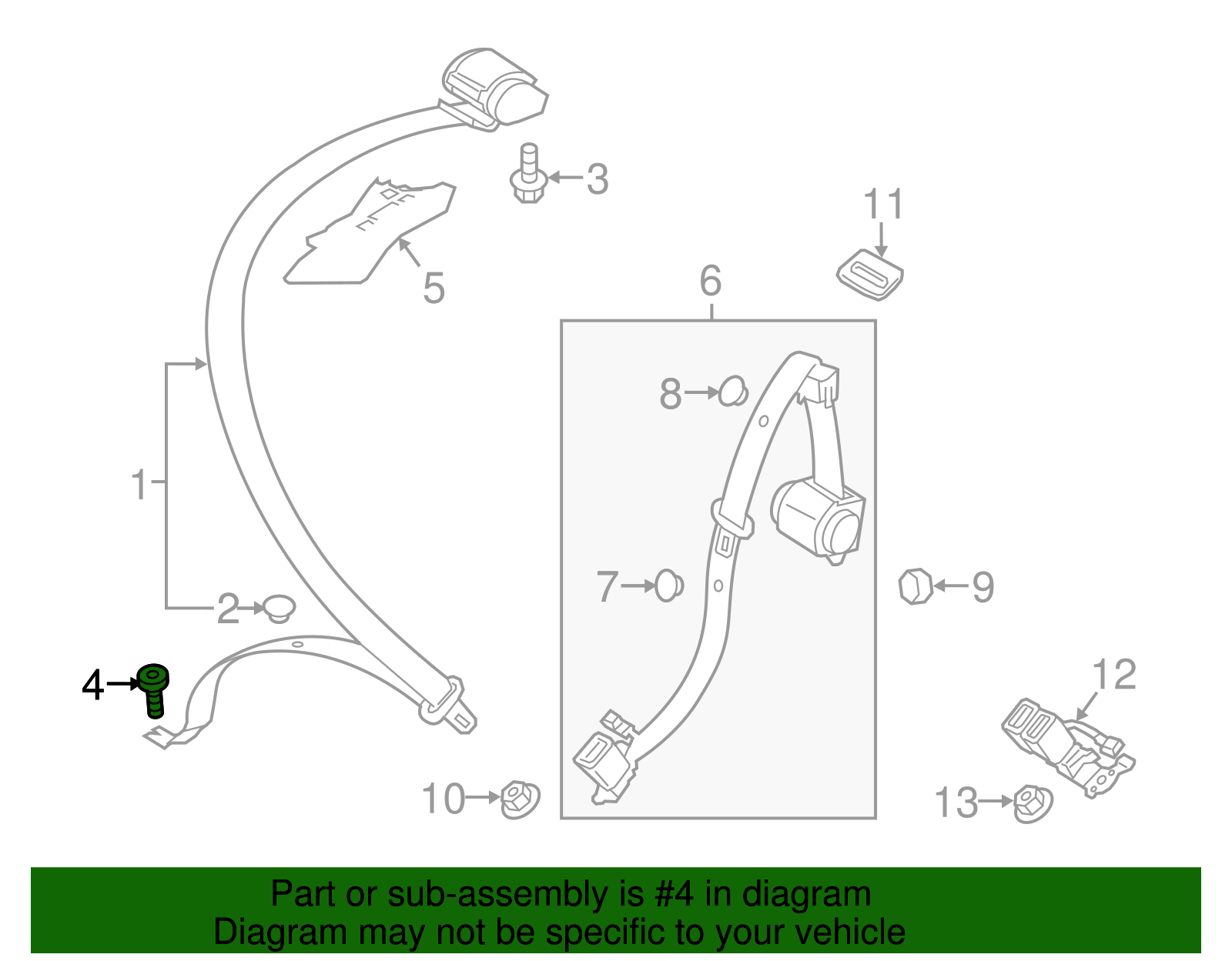 WHT-003-682 - Outer Belt Assembly Lower Bolt 2015-2024 Audi | Audi OEM ...