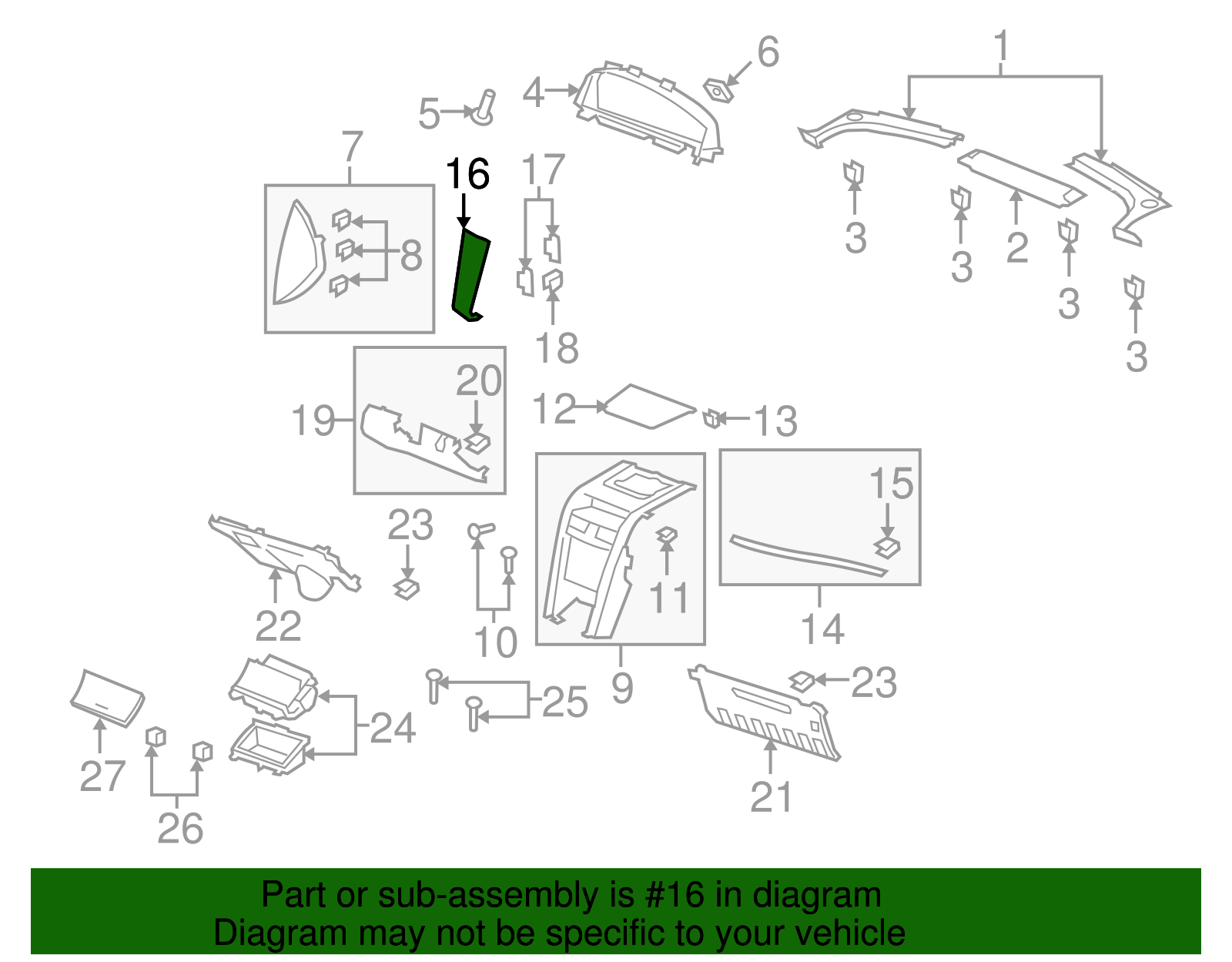 Driver Side Instrument Panel Side Trim Panel - GM (92221877)