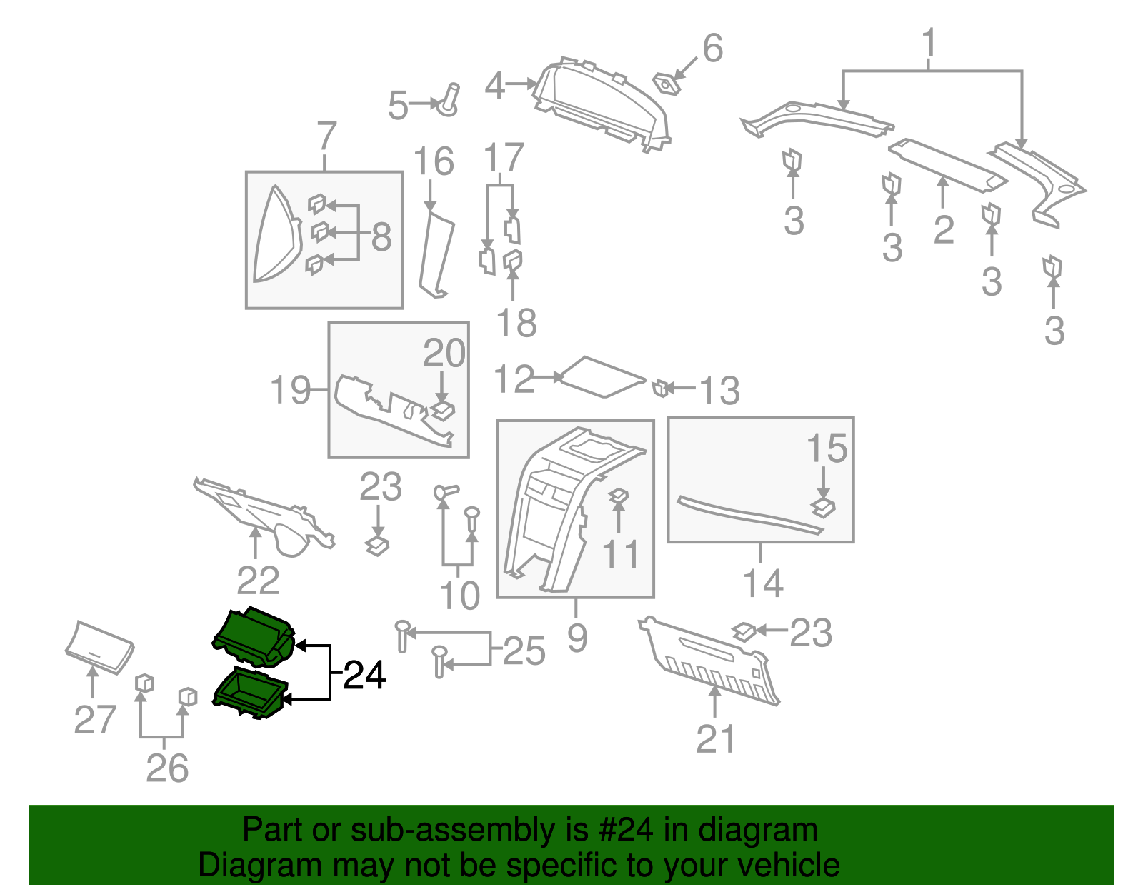 Compartment, I/P Lower Extension - GM (92206138)