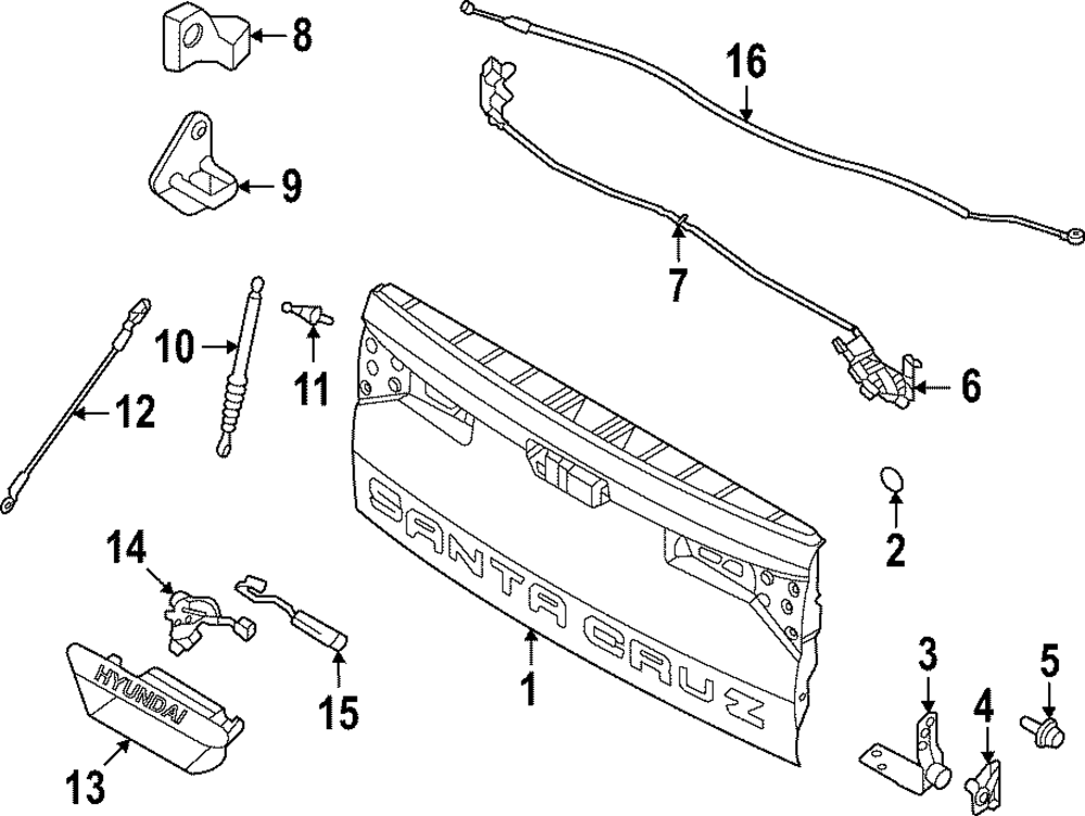 72920K5000 20222024 Hyundai Santa Cruz Tailgate Hinge Hyundai