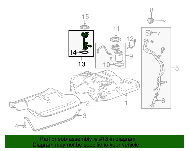 20102016 Cadillac SRX Fuel Tank Sending Unit Kit with Sender, Sensor